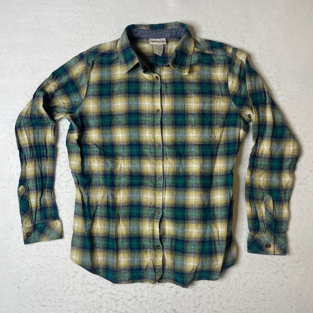 Dickies Flannel Shirt Womens L G G Plaid Long Sleeve Button Down Top